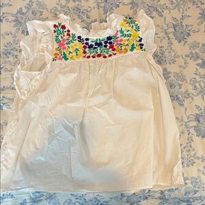 crown & ivy White Blouse with Colorful Embroidery